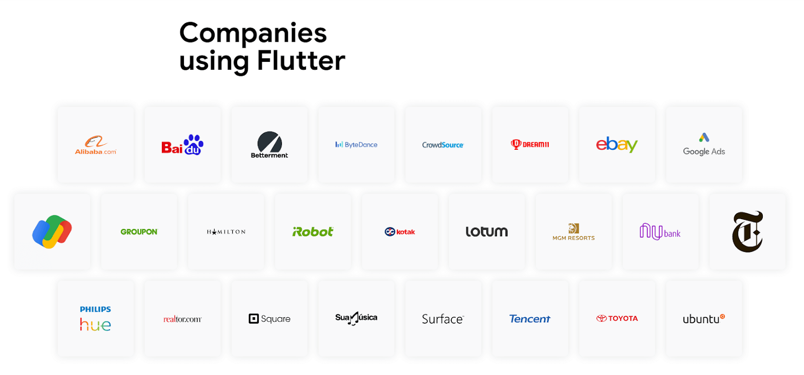 Beberapa perusahaan yang sudah beralih menggunakan Flutter